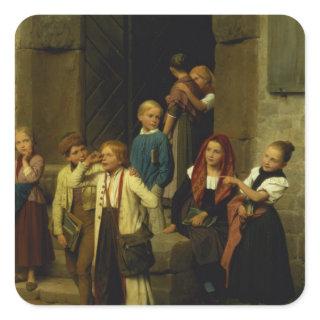 Schoolchildren Watching a Boy Cry, 1861 Square Sticker