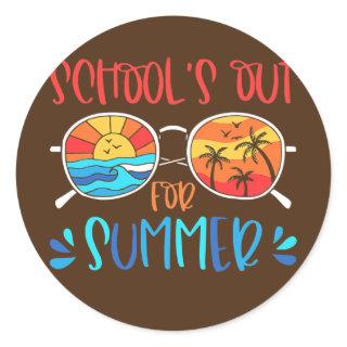 Schools Out For Summer Retro Last Day Of School Classic Round Sticker