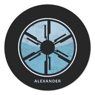 Sci-Fi Cosmic Space Blue Ombre Distressed Custom Classic Round Sticker