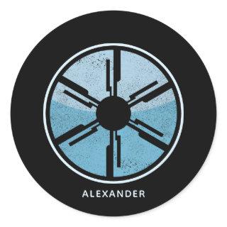 Sci-Fi Cosmic Space Blue Ombre Distressed Custom Classic Round Sticker