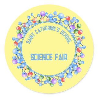 Science Fair Atoms Molecules Particles Custom Text Classic Round Sticker