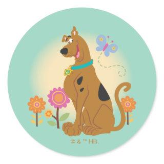 Scooby-Doo Following Butterfly Classic Round Sticker