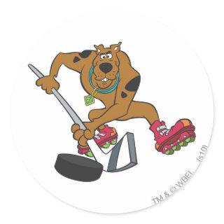 Scooby-Doo Playing Hockey Classic Round Sticker
