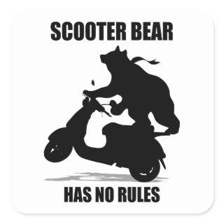 Scooter Bear Square Sticker