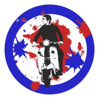 Scooter Rider on Paint splash mod target art Classic Round Sticker