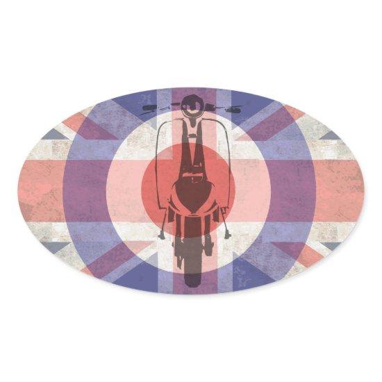 Scooter Union Jack Target art Oval Sticker