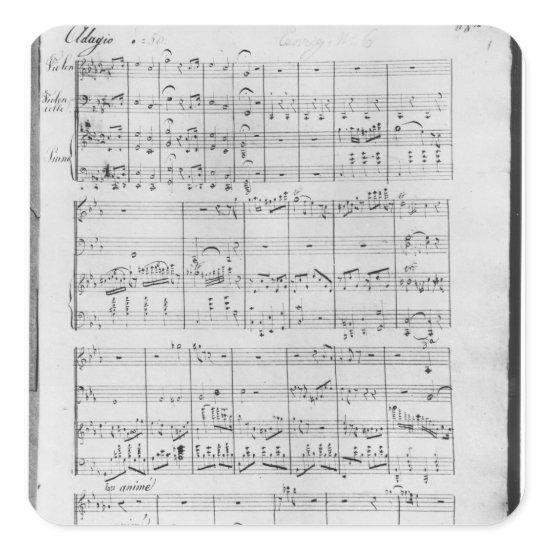 Score for trio for piano, violin and violoncello square sticker