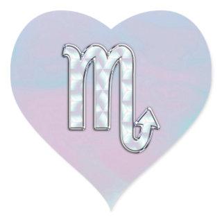 Scorpio Sign in Mother of Pearl Style Heart Sticker