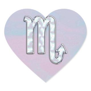 Scorpio Sign in Mother of Pearl Style Heart Sticker