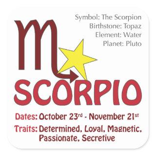 Scorpio Traits Square Sticker