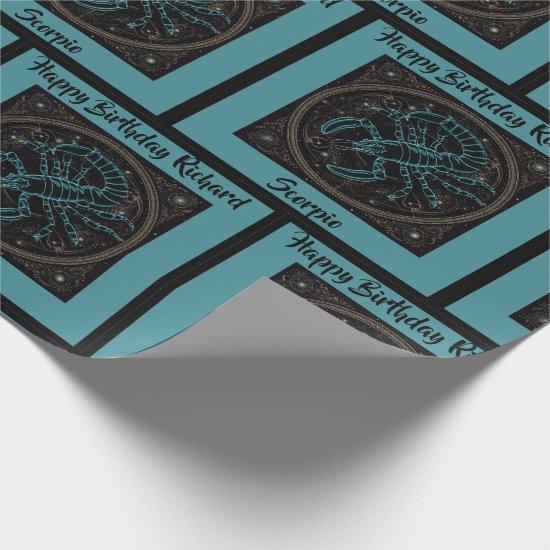 Scorpio Zodiac Birthday Add Name Teal & Black