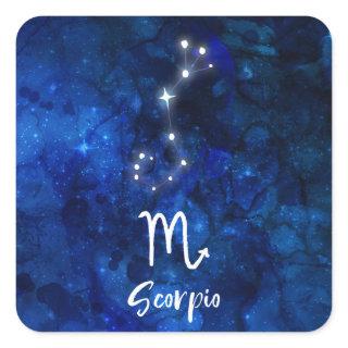 Scorpio Zodiac Constellation Blue Galaxy Celestial Square Sticker