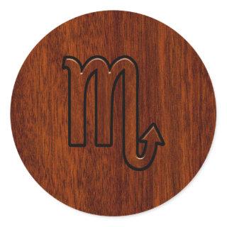 Scorpio Zodiac Sign in Mahogany Brown Style Classic Round Sticker