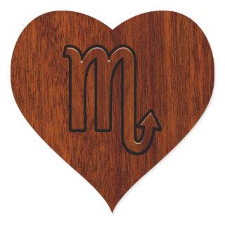 Scorpio Zodiac Sign in Mahogany Brown Style Heart Sticker