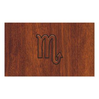 Scorpio Zodiac Sign in Mahogany Style Rectangular Sticker