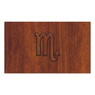 Scorpio Zodiac Sign in Mahogany Style Rectangular Sticker