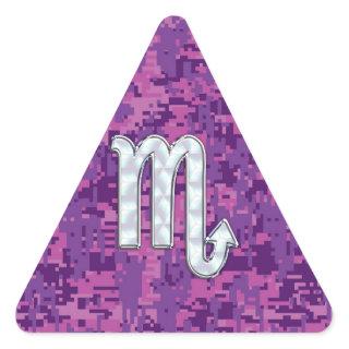 Scorpio Zodiac Sign on Pink Fuchsia Digital Camo Triangle Sticker