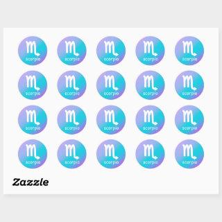 Scorpio Zodiac Star Sign Blue Purple Astrology  Classic Round Sticker