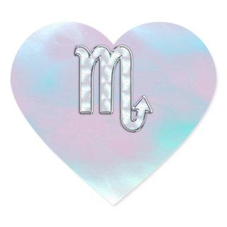 Scorpio Zodiac Symbol in Mother of Pearl Style Heart Sticker