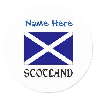 Scotland and Scot Flag Blue Personalization  Classic Round Sticker