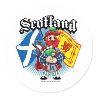 Scotland Flags and Piper Classic Round Sticker