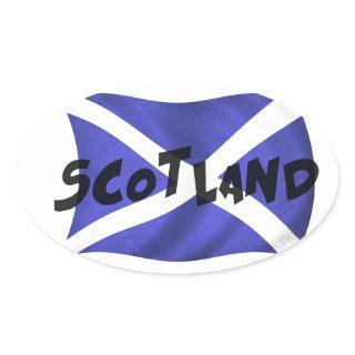 Scotland Wavy Flag Oval Sticker