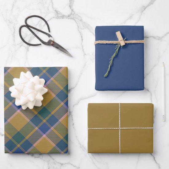 Scott Mustard Blue Modern Scottish Tartan  Sheets