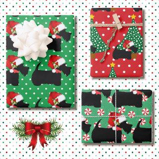Scottie Dog Santa Hat 3 Coordinating Christmas   Sheets