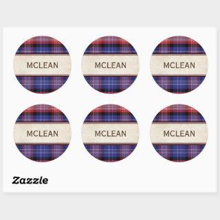 Scottish Blue Clan CHANGE NAME Plaid Tartan Classic Round Sticker