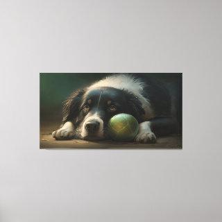 Scottish Border Collie Dog - Painted Sheepdog Canvas Print