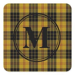 Scottish Clan MacLeod Tartan Black Monogram Square Sticker