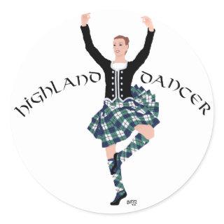 Scottish Dancer Highland Fling Classic Round Sticker