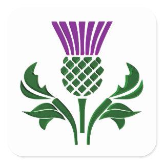 Scottish emblem thistle square sticker