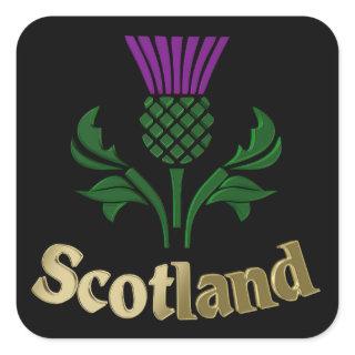 Scottish emblem thistle square sticker