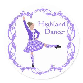 Scottish Highland Dancer Celtic Knotwork Purple Classic Round Sticker