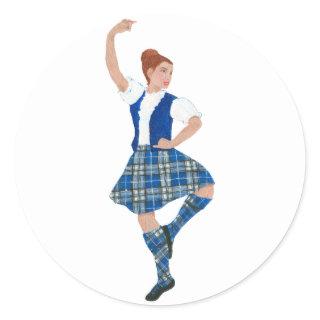Scottish Highland Dancer Nevil Tartan Classic Round Sticker