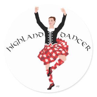 Scottish Highland Dancer Red and Black Classic Round Sticker