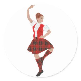 Scottish Highland Dancer Wallace Tartan Classic Round Sticker