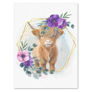 Scottish Highland Floral Cow Tissue Paper