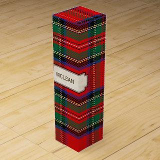 Scottish Red Clan CHANGE NAME Plaid Tartan Wine Gift Box