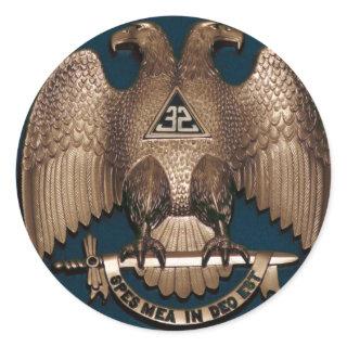 Scottish Rite Teal 32 Degree Classic Round Sticker