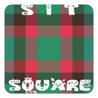 Scottish Royal Checkered Tartan Plaid with Text Square Sticker