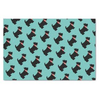 Scottish Terrier Black Scottie Dog Red Scarf Teal Tissue Paper