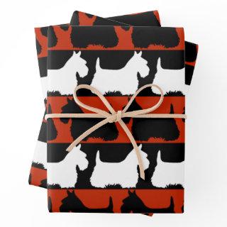Scottish Terrier dog black/red/white, stripes Thro  Sheets