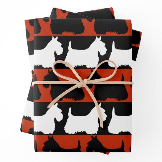 Scottish Terrier dog black/red/white, stripes Thro  Sheets