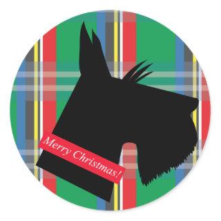 Scottish Terrier Dog Plaid Christmas Sticker