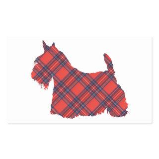 Scottish Terrier Tartan Silhouette Rectangular Sticker