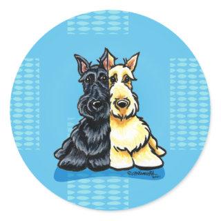 Scottish Terriers Two of a Kind Classic Round Sticker