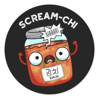Scream-chi Funny Kimchi Puns Dark BG Classic Round Sticker