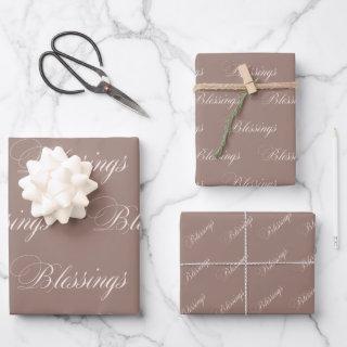 Script Calligraphy Blessings Brown  Sheets